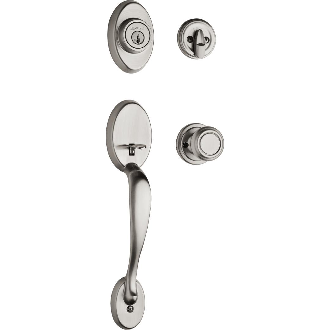 Chelsea Single Cylinder Handleset w/Cameron Knob featuring SmartKey Security™ in Satin Nickel