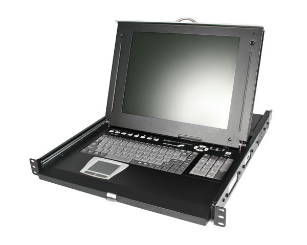 1U Cabinet Console with 16 Port KVM
