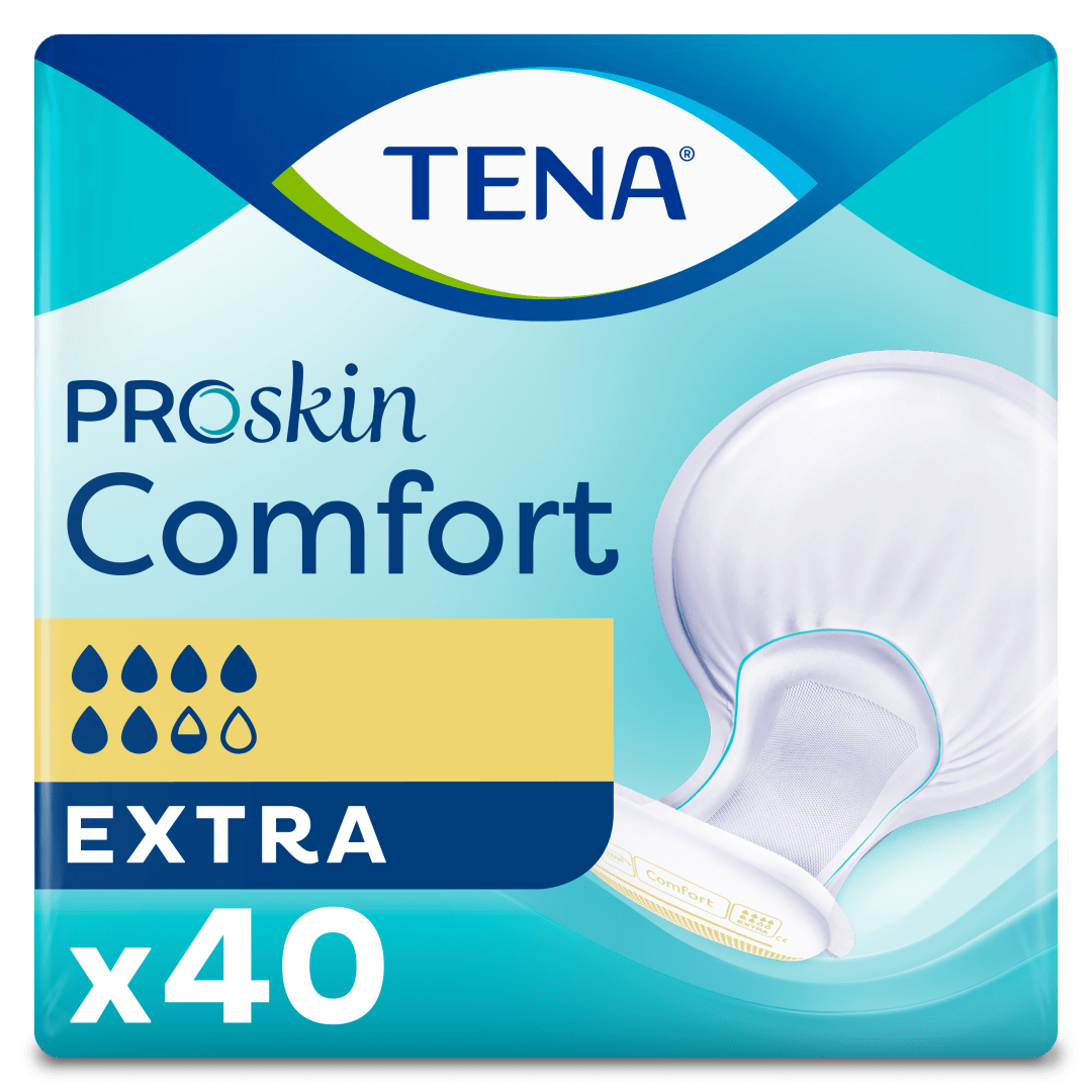 TENA ProSkin Comfort Extra – Bowl-Shaped Incontinence Pad for High Absorbency, Leakage Security &amp; Skin Health, Breathable Back-Sheet, Use with Fixation Pants - Pack of 40