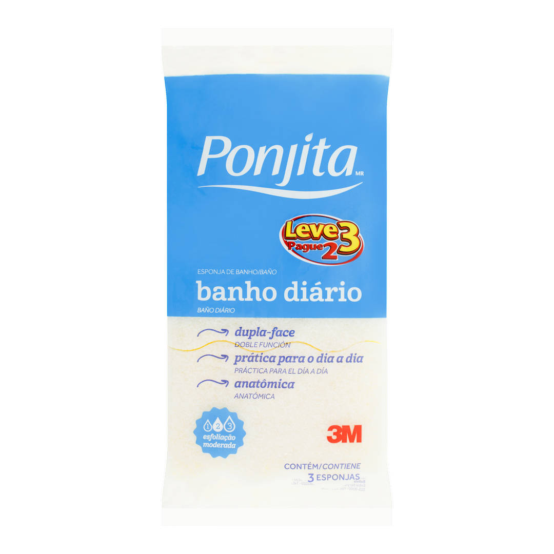 Esponja de Banho Diário Ponjita™ , Leve 3 e Pague 2, 10 Pacotes