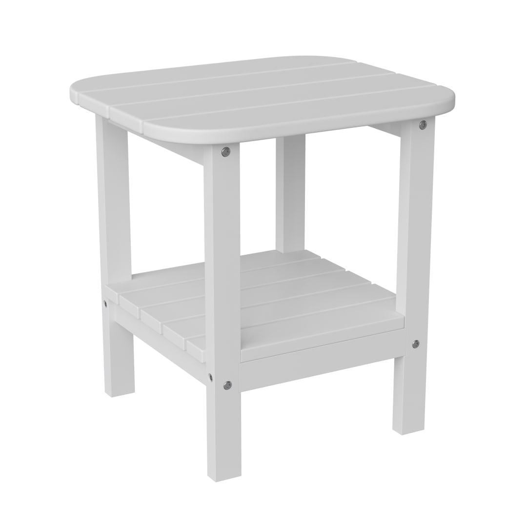 Newport HDPE 2-Tier Adirondack Side Table - All-Weather - Indoor/Outdoor White