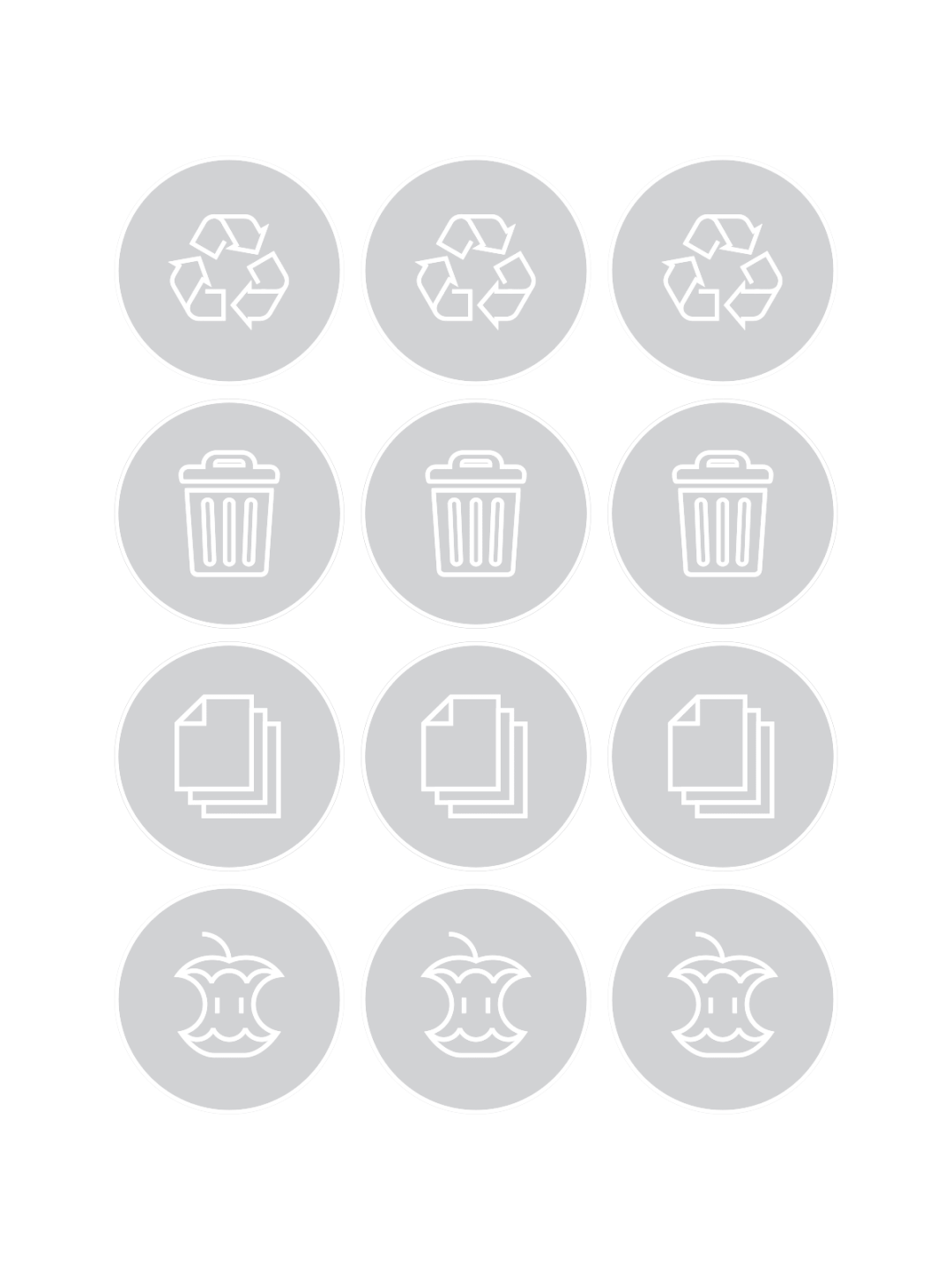 SPECTRUM (12 Pack) - Label - Mobius Loop-Paper-Organics-Waste - Clear-White