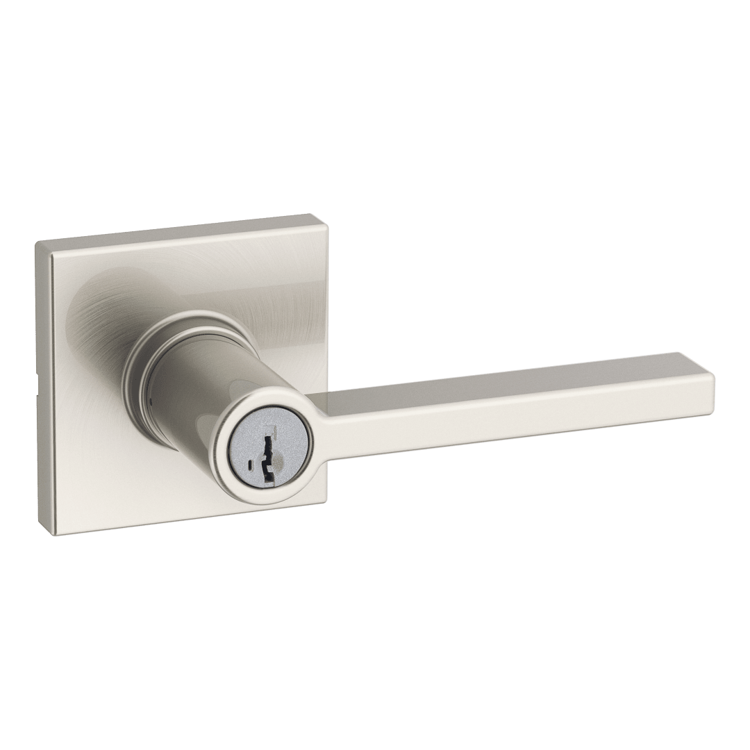 Casey Storeroom Keyed UL Lever featuring SmartKey Security™ in Satin Nickel