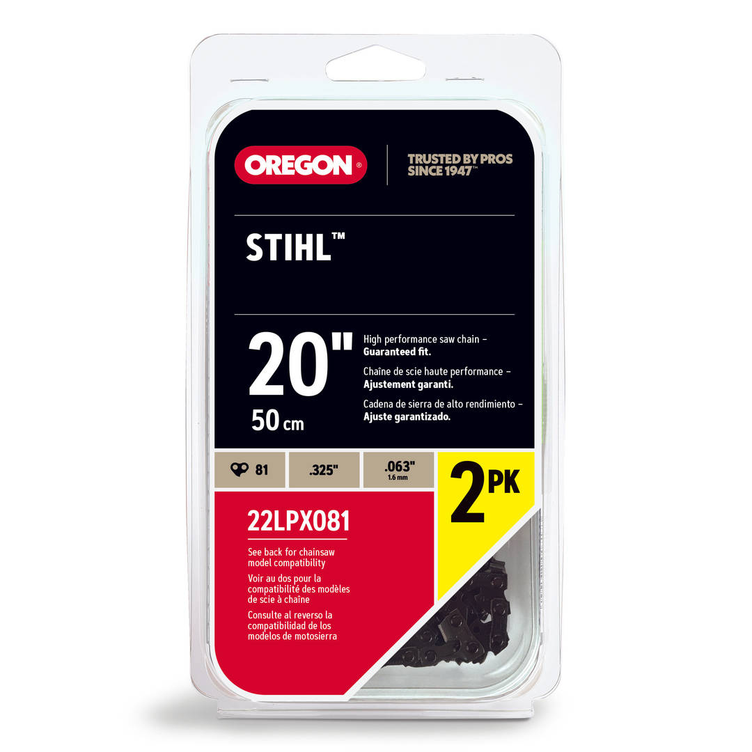 Oregon 22LPX PowerCut Chainsaw Chain 2-Pack, for 20 in. Bar - 81 Drive Links – fits Several Stihl models