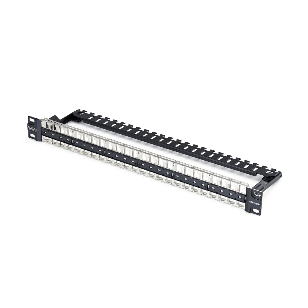 48 Port 1U STP Blank Rackmount Patch Panel w  Cable Mgmt