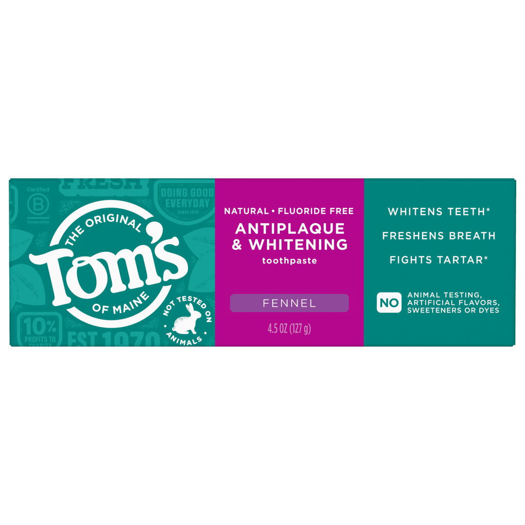 Tom’s of Maine Antiplaque and Whitening Fluoride Free Toothpaste, Fennel Toothpaste