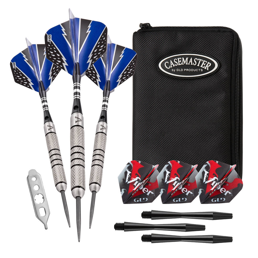 Viper Cold Steel 80% Tungsten 24 Gram Steel Tip Darts & Casemaster Select Black Dart Case