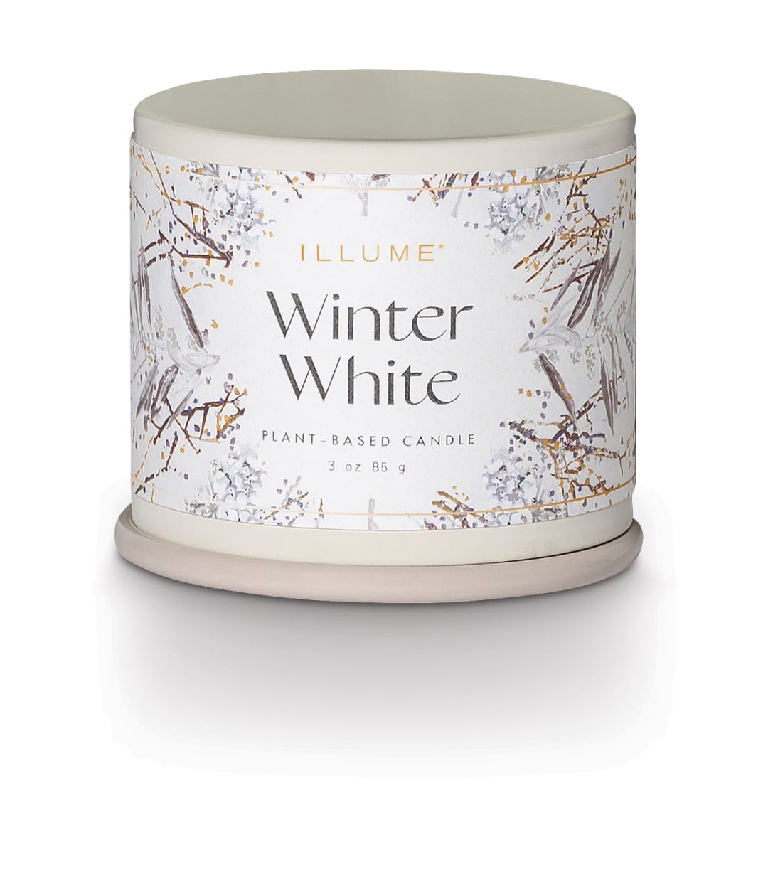 4536433300 - Winter White Demi Vanity Tin Candle, White, STOCK: 161