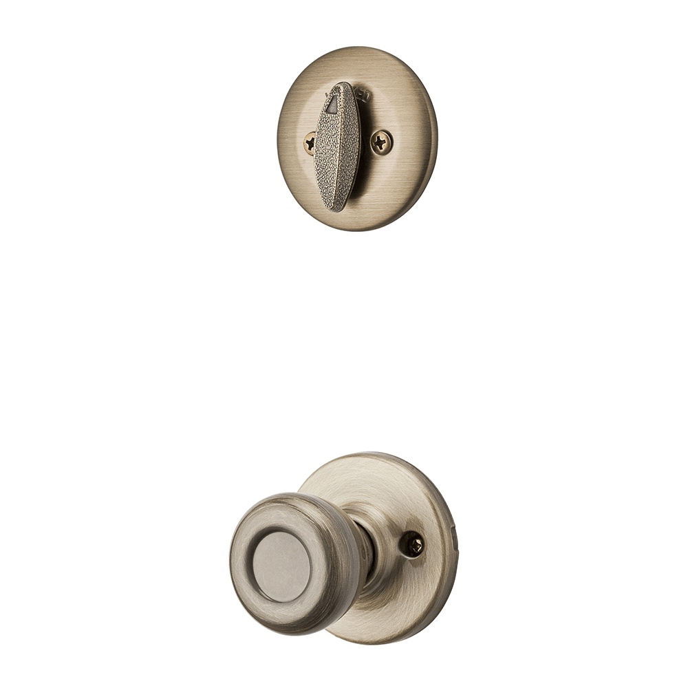 604 Single Cylinder Interior Pack w/Tylo Knob for Kwikset Series Handlesets in Antique Brass
