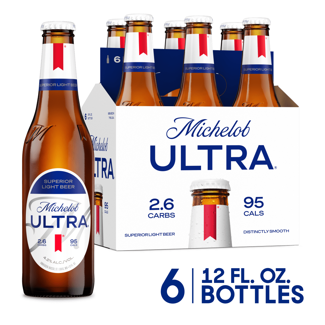Michelob ULTRA Superior Light American Lager Beer 6 Pack, 12 fl oz Bottles