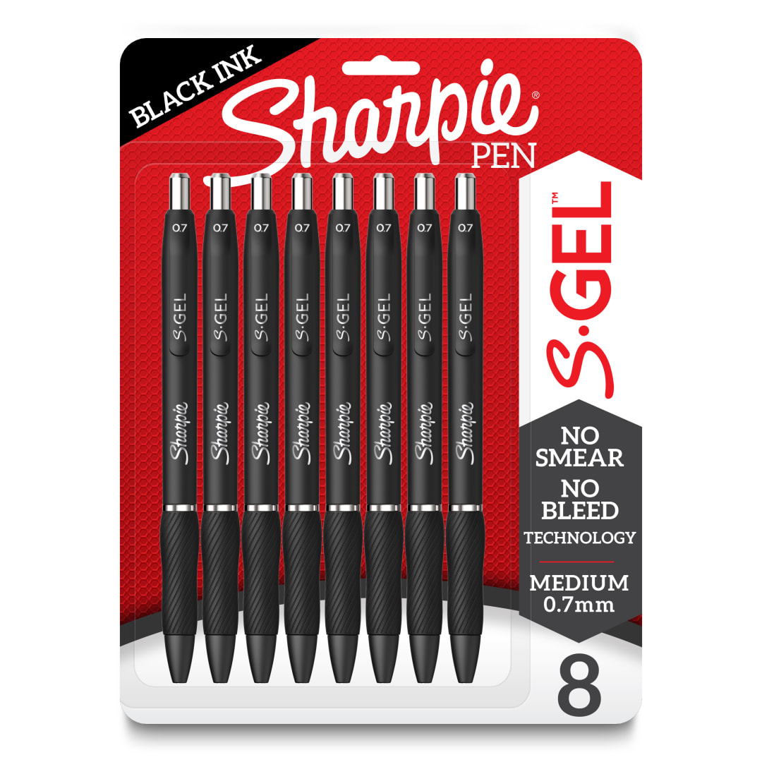 SHARPIE GEL 0.7MM 8CT BLACK RFID
