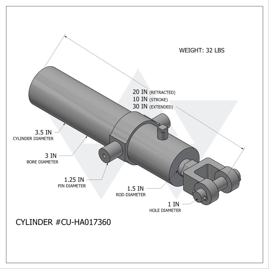 Wastebuilt® Replacement for Cusco Double Acting Hydraulic Cylinder Trunnion T-1 (3" X 1.5" X 10")