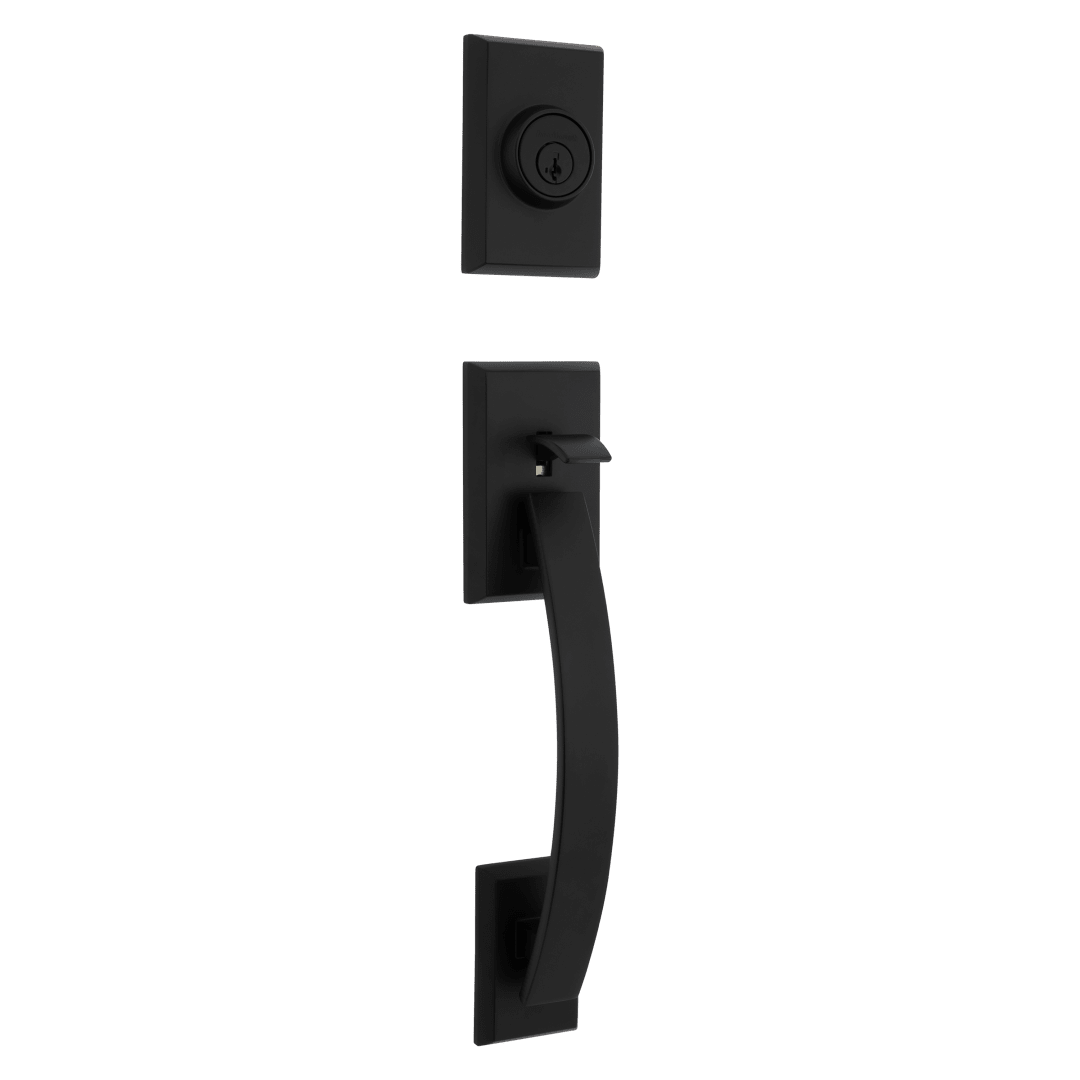 Tavaris Single Cylinder Exterior Only Handleset featuring SmartKey Security™ in Matte Black