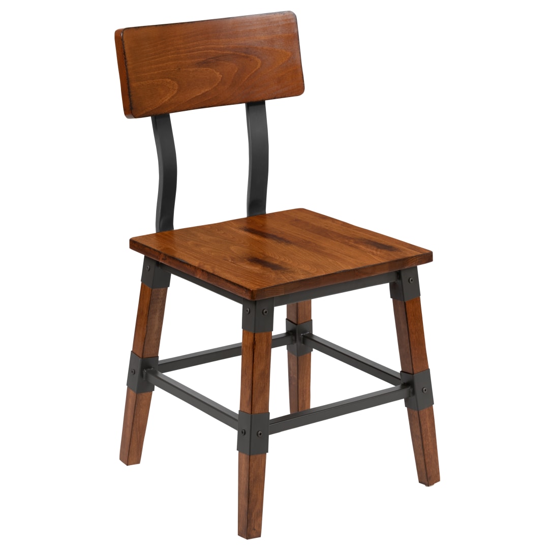 Jackson Rustic Antique Walnut Industrial Wood Dining Chair