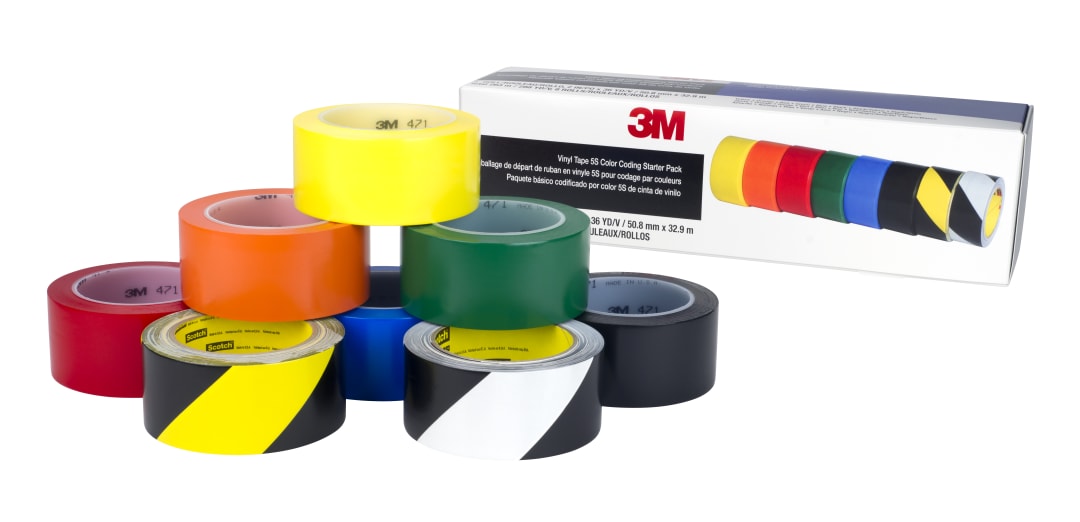 3M™ Vinyl Tape Safety and 5S Color Coding Pack, Starter Pack, 8 rolls, 1 Kit