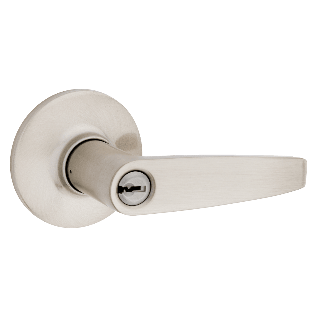 Safelock Winston Lever - Keyed Entry in Satin Nickel
