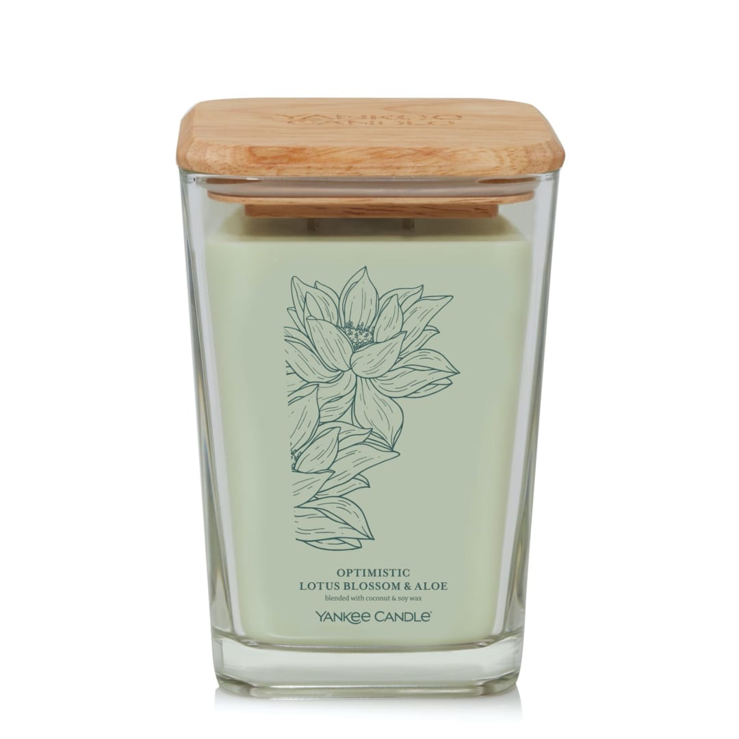 Yankee Candle Optimistic Lotus Blossom & Aloe Well Living Collection Large Square Candle