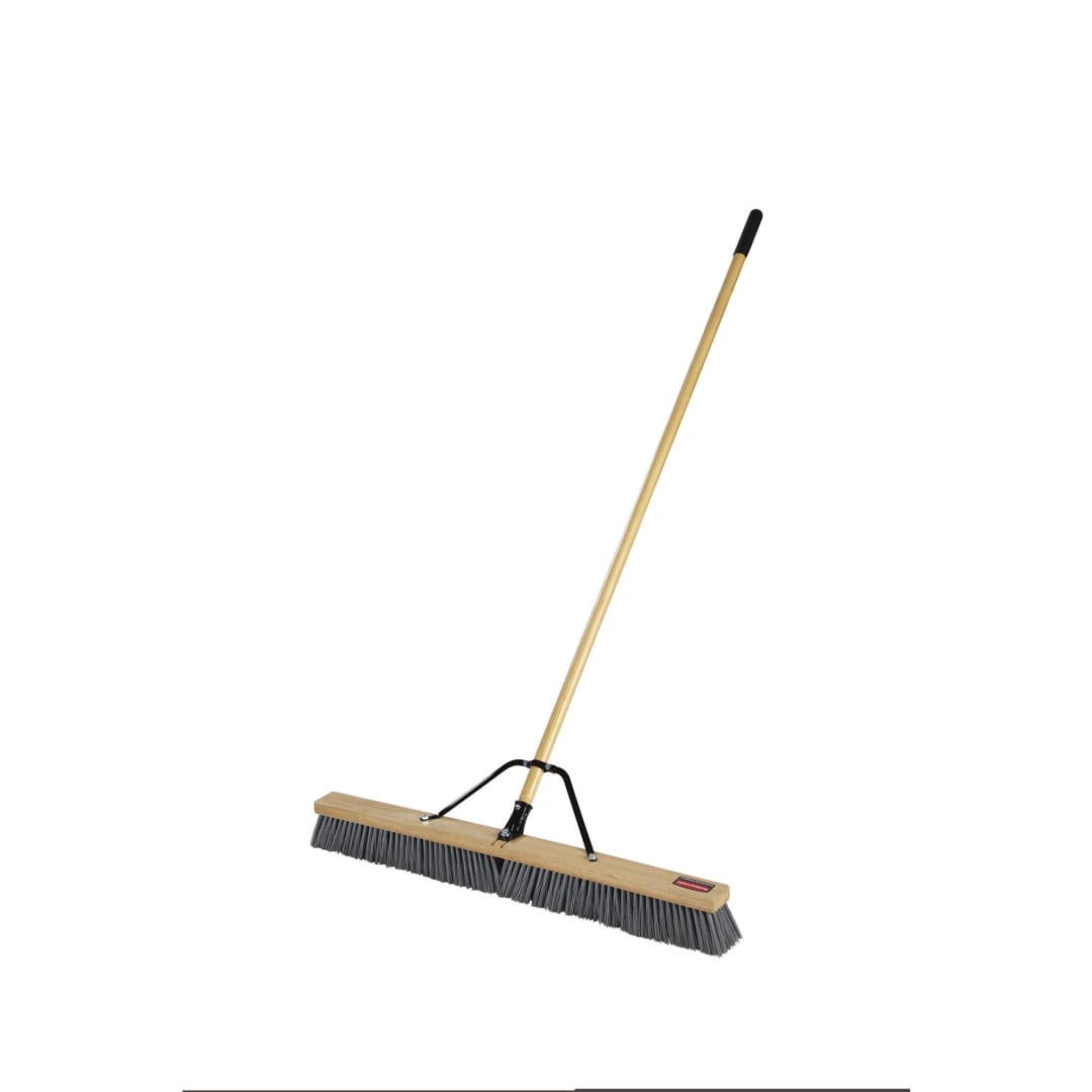 36" Assembled Push Broom Medium Polypropylene Bristle