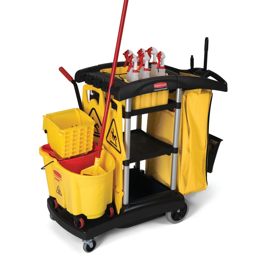 Rubbermaid Commercial Products Janitorial Cleaning Cart High Capacity, Black