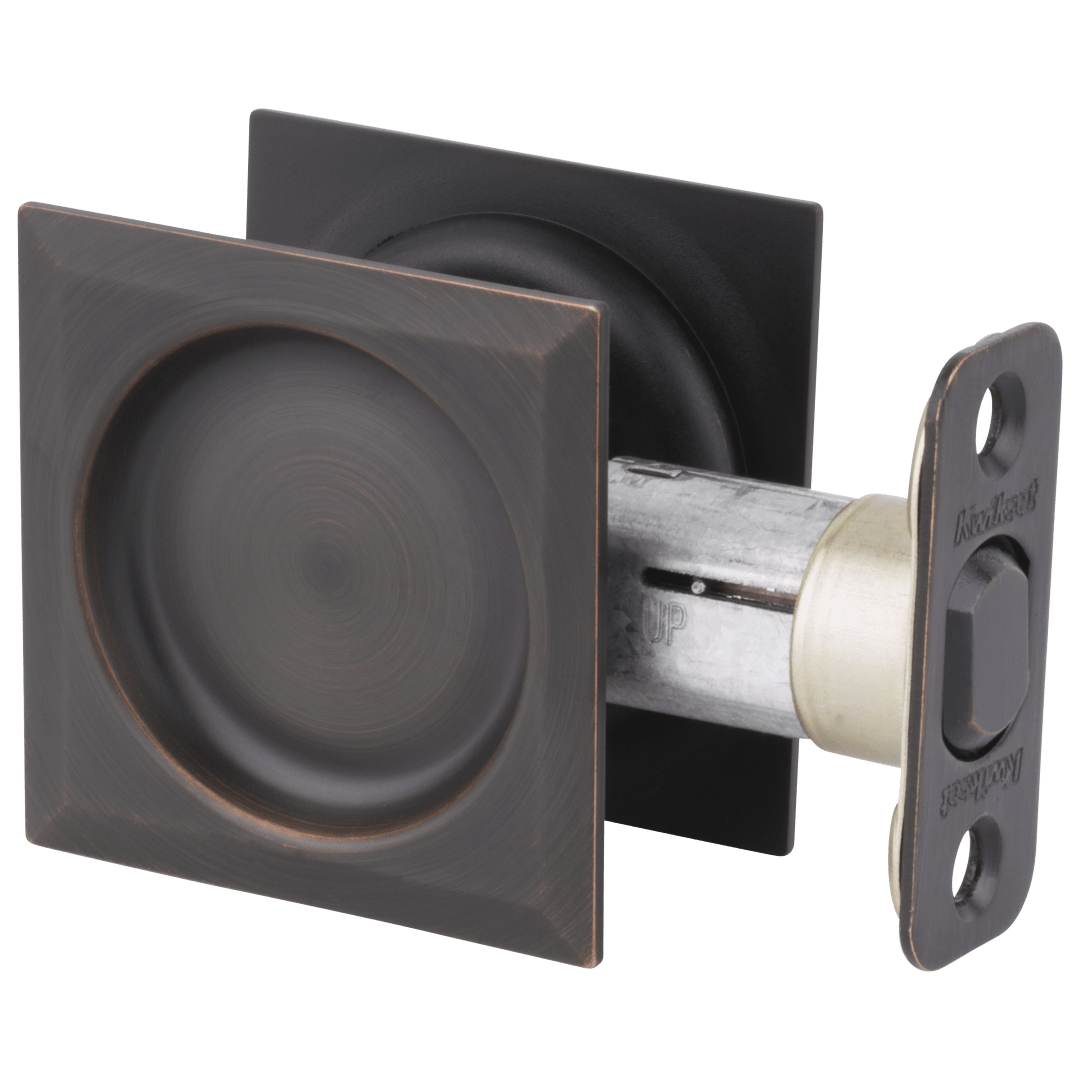 334 Square Hall/Closet Pocket Door Lock in Venetian Bronze