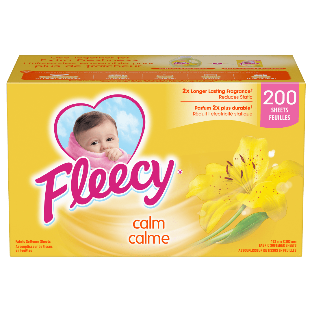 Fleecy Aroma Therapy Fabric Softener Dryer Sheets, Calm, 200 sheets