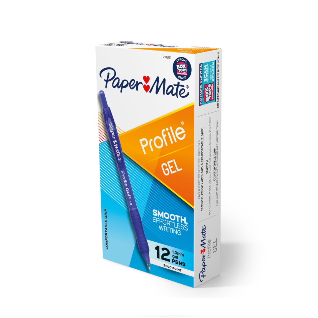 Paper Mate® Gel Pen, Profile Retractable Pen, 1.0mm, Blue, 12 Count