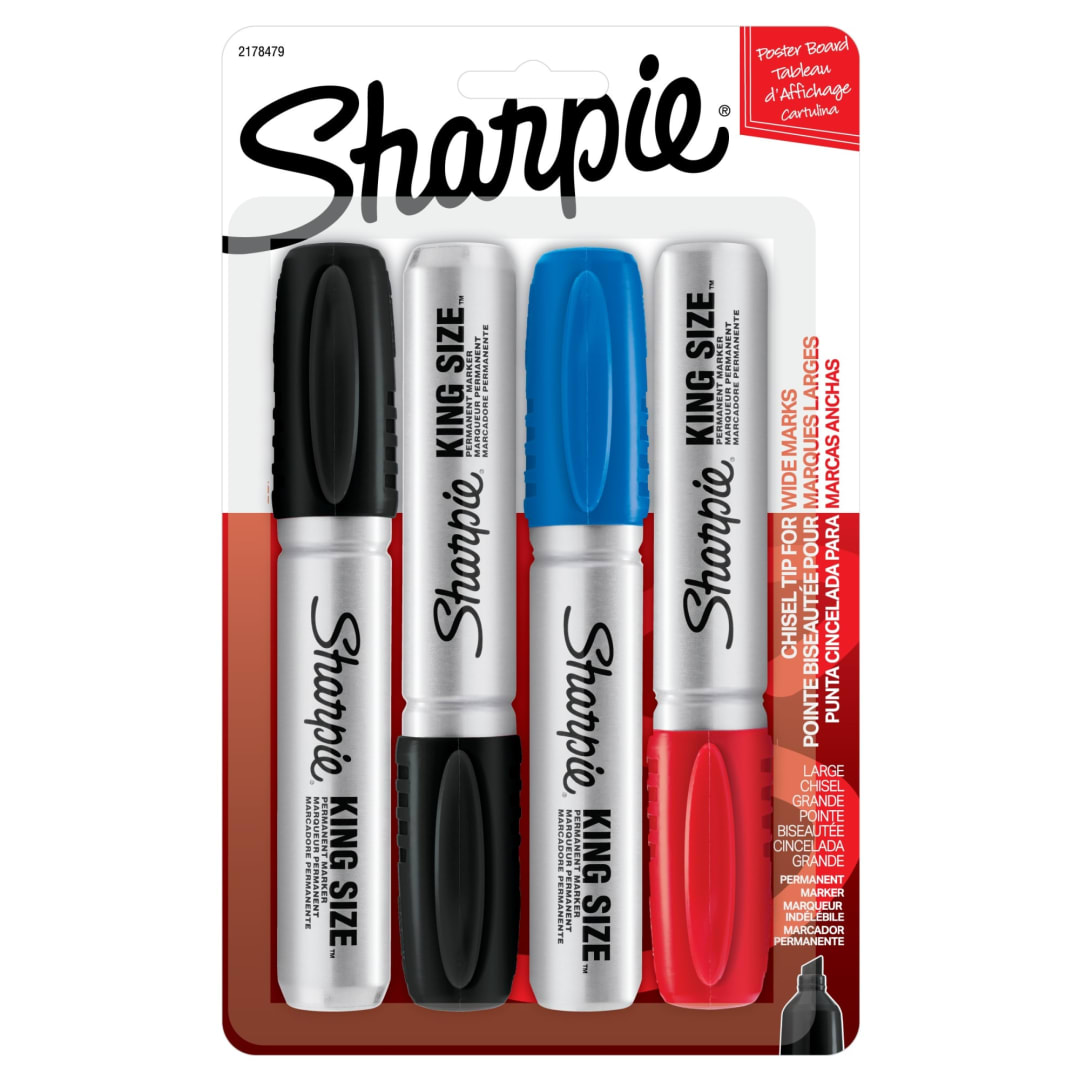 Sharpie King Size Permanent Marker Large Chisel Tip Great for Poster Boards Assorted 4 Count