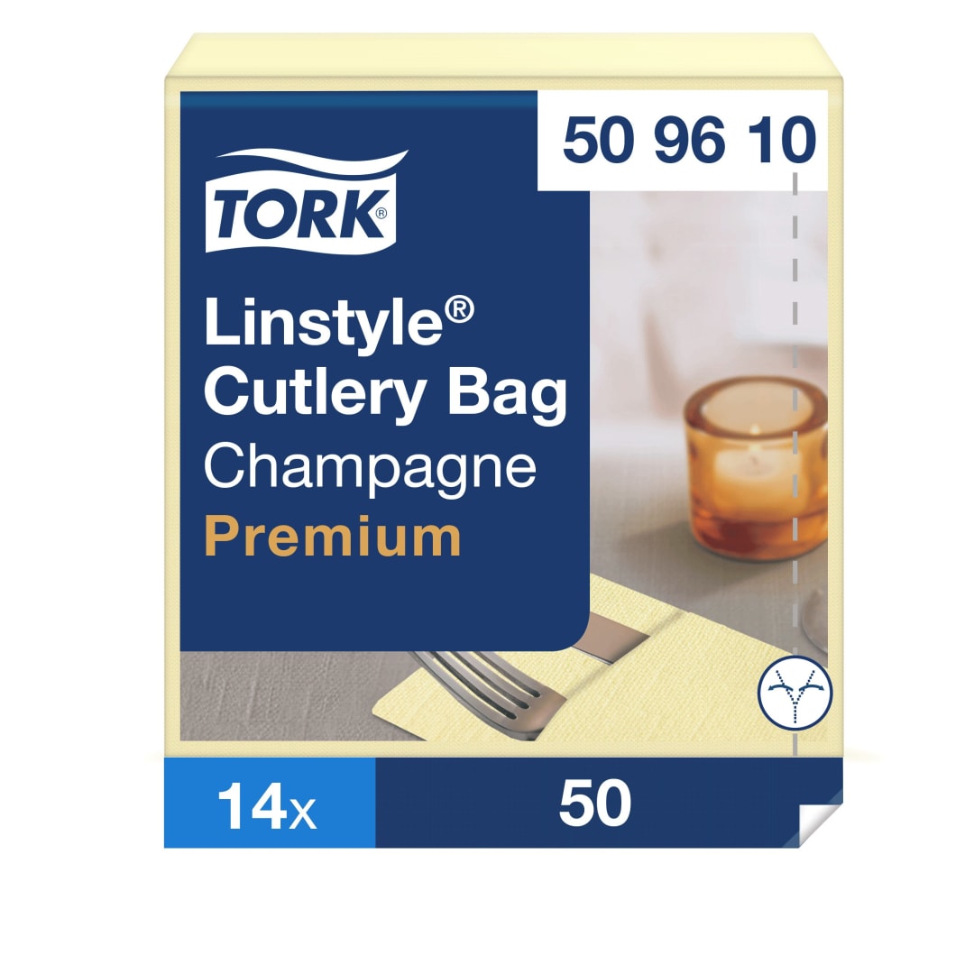 Tork LinStyle® Champagne Cutlery Bag Napkin Industrially Compostable