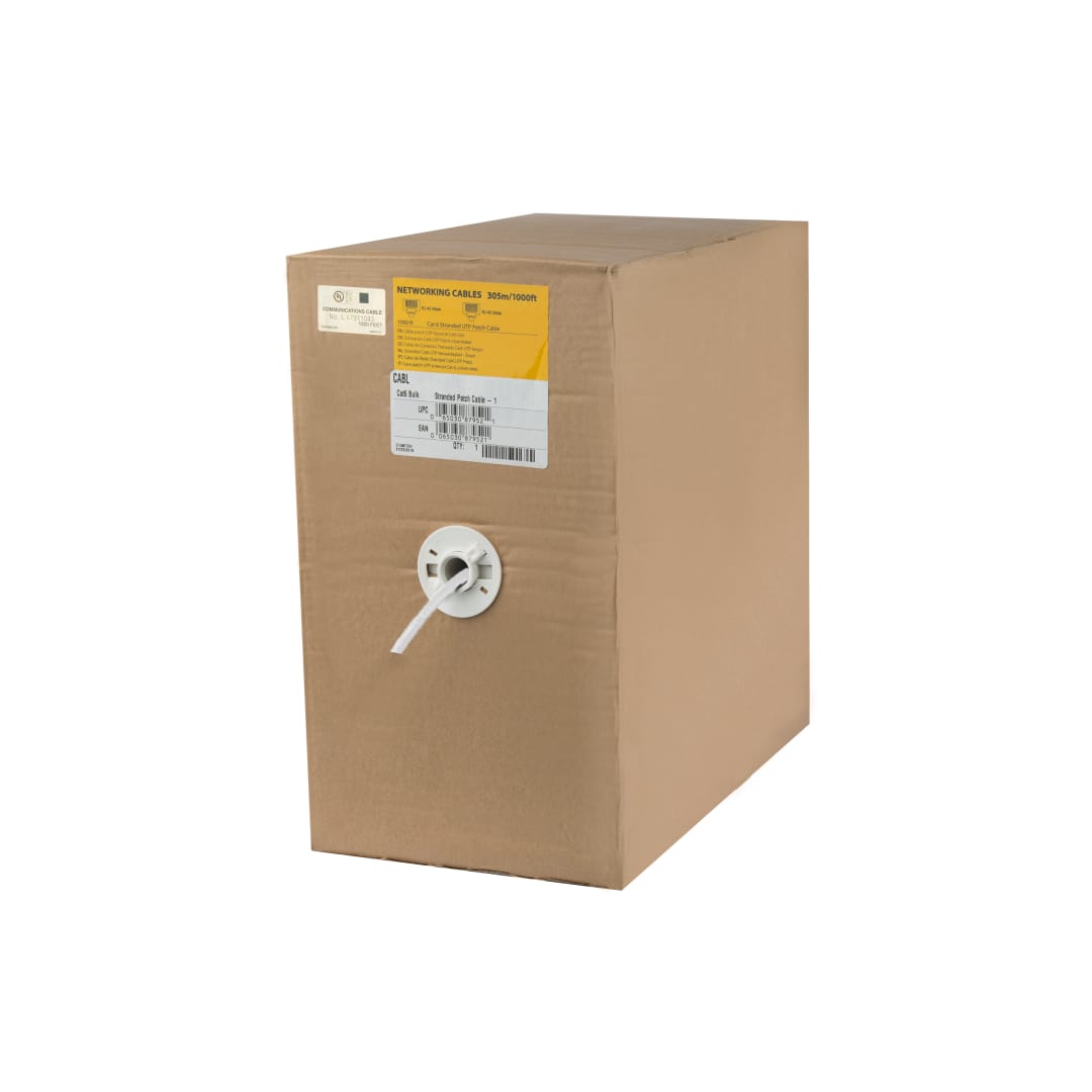 White Category 6 Stranded UTP Cable 1000 ft Roll