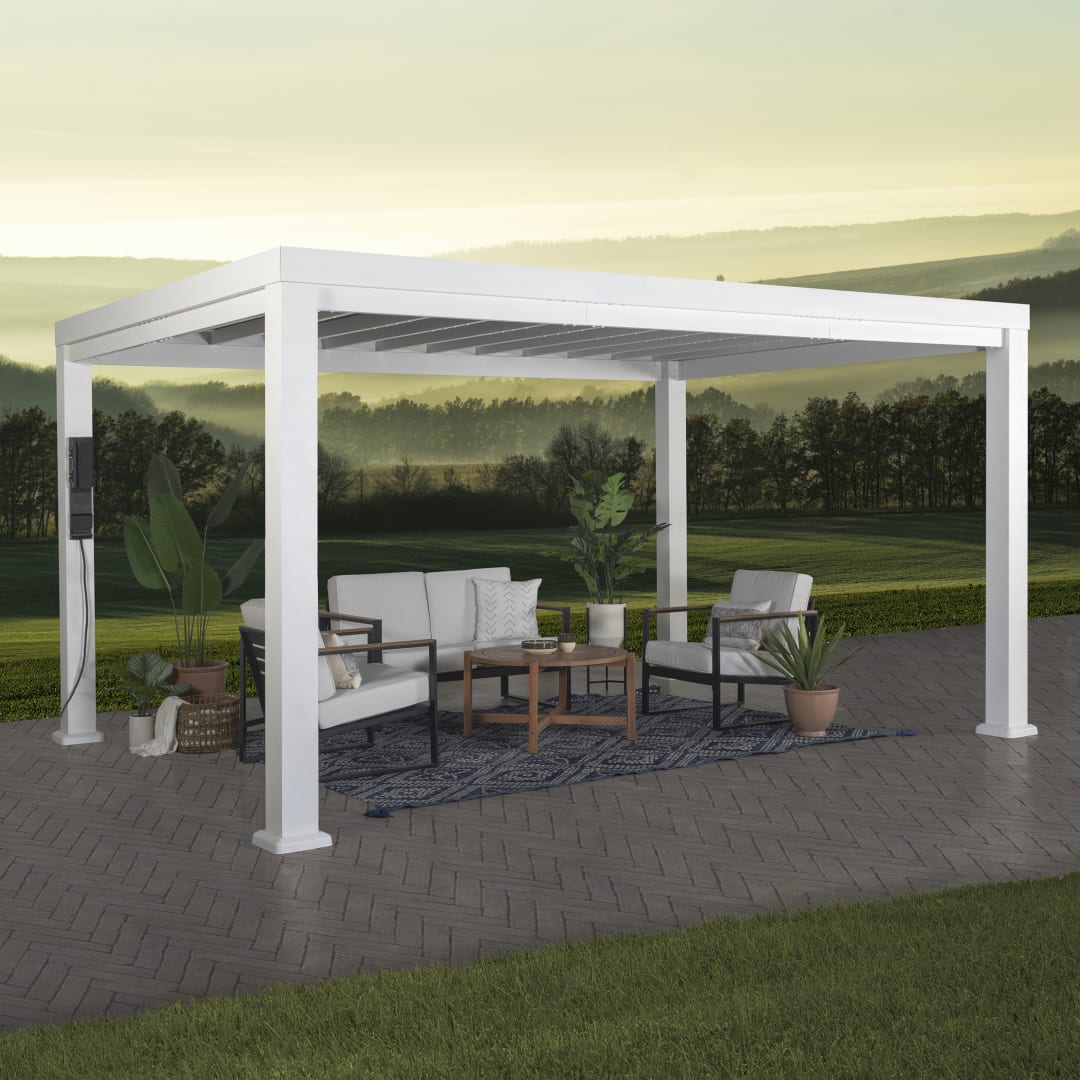 Windham Mod Steel Pergola White-14x12