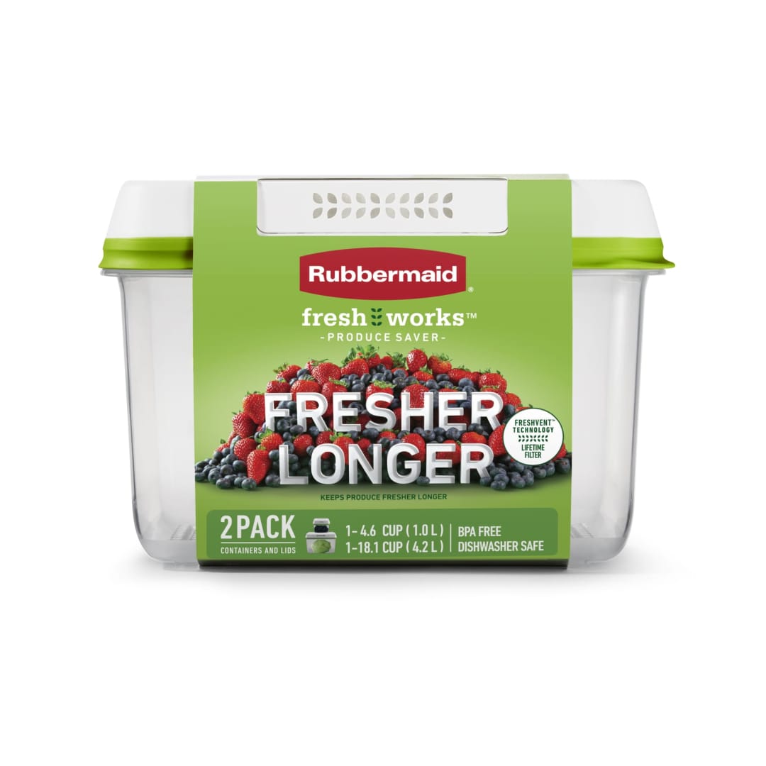 Rubbermaid® FreshWorks Produce Saver, Medium and Large Produce Storage Containers, 4 Piece Set