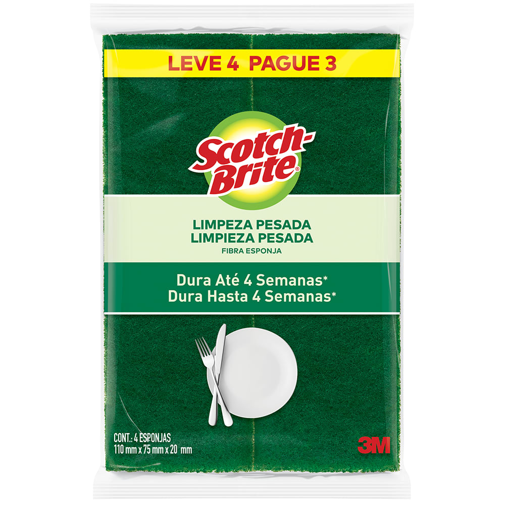 Esponja de Limpeza Pesada Scotch-Brite®, 120 pacotes com 4 unidades