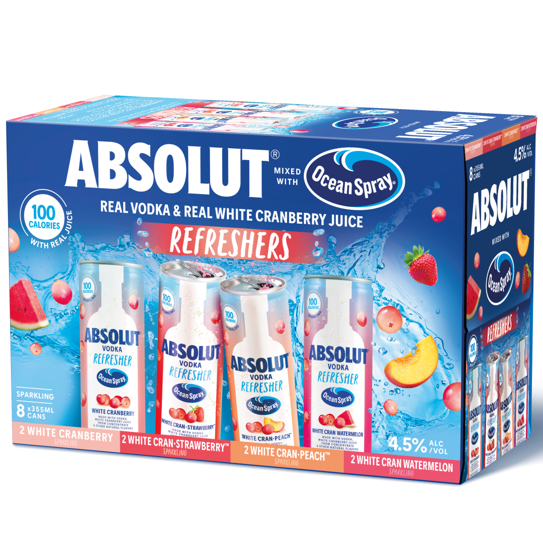 Absolut Ocean Spray Refresher Variety Pack, 8 Pack, 12 oz Cans, 9 Proof