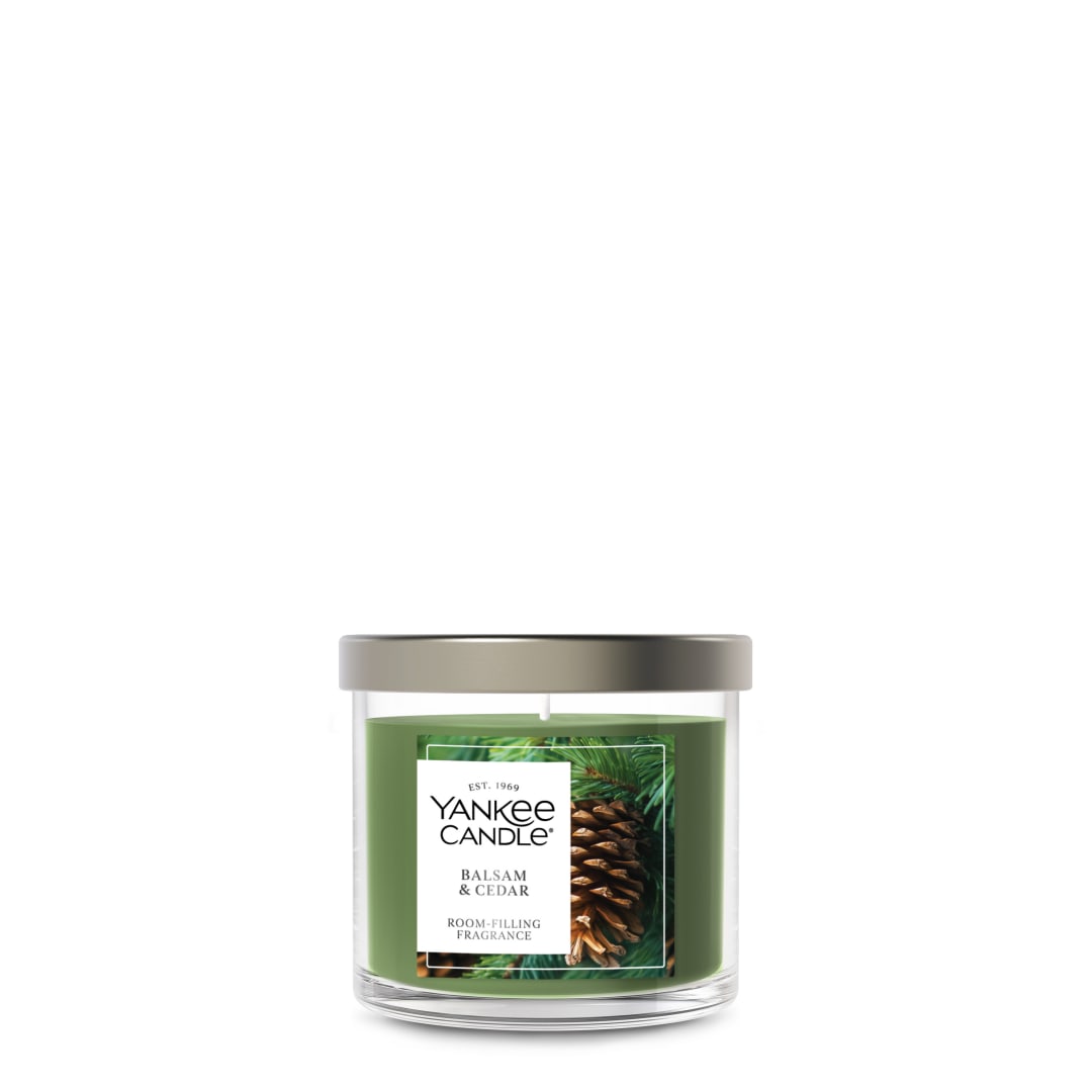 Yankee Candle® Small Tumbler Scented Candle with up to 40 Hour Burn Time, Premium Plant Wax Blend for Consistent Burn, 4.3 oz Tumbler Candle with Room Filling Fragrance, Balsam & Cedar