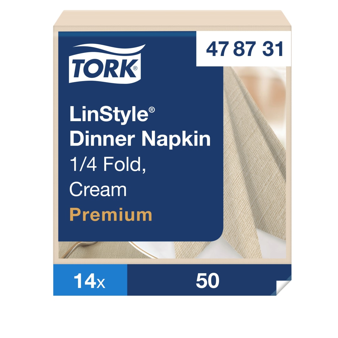 Tork LinStyle® Cream Dinner Napkin 4F Industrially Compostable