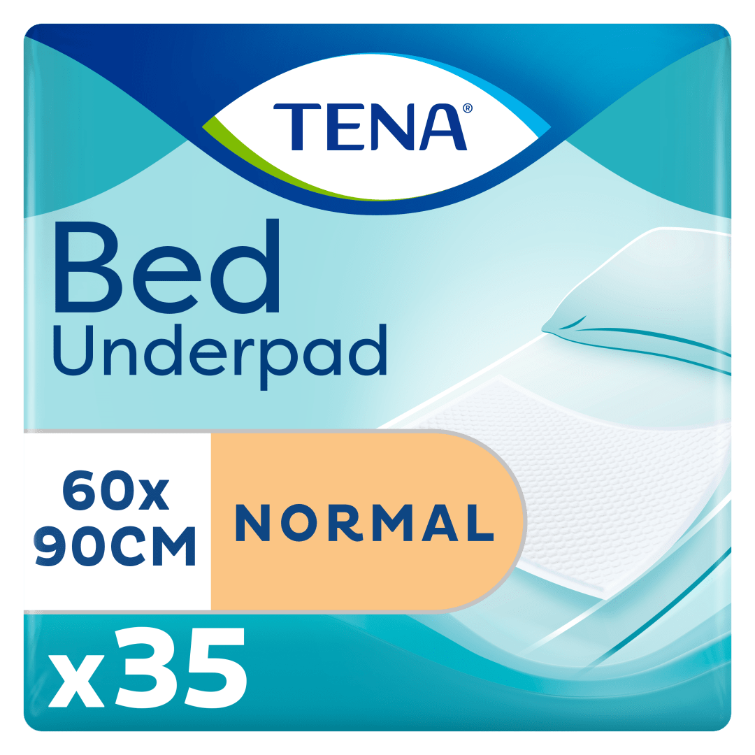 TENA Bed Normal – Absorbent Incontinence Bed Pads for Chairs, Mattresses &amp; Wheelchairs, Waterproof Back-Sheet, Light Urine Leakage, Dermatologically Tested -  60 cm x 90 cm, Pack of 35