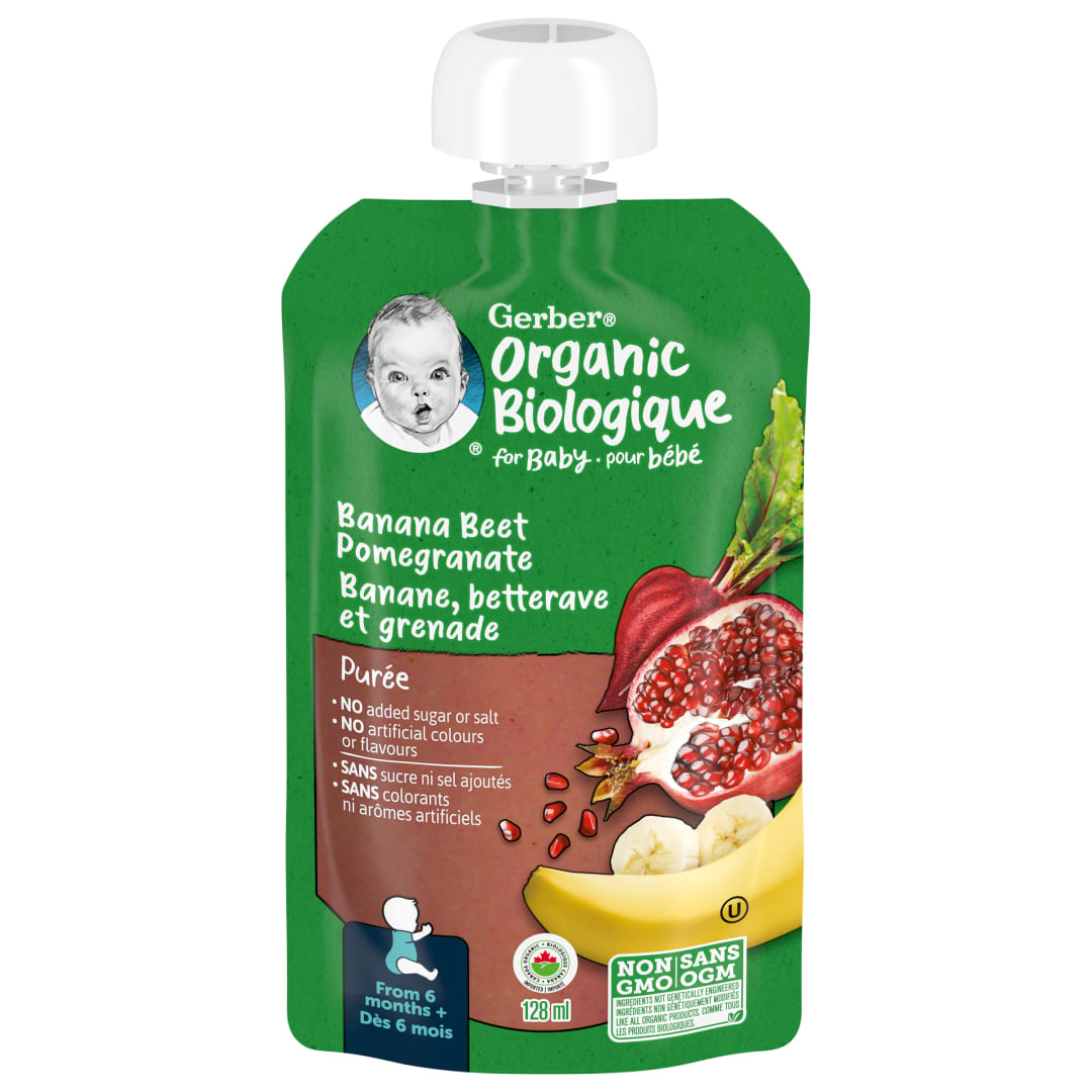 GERBER Orgnc PureeBanBeetPom12x128ml CA