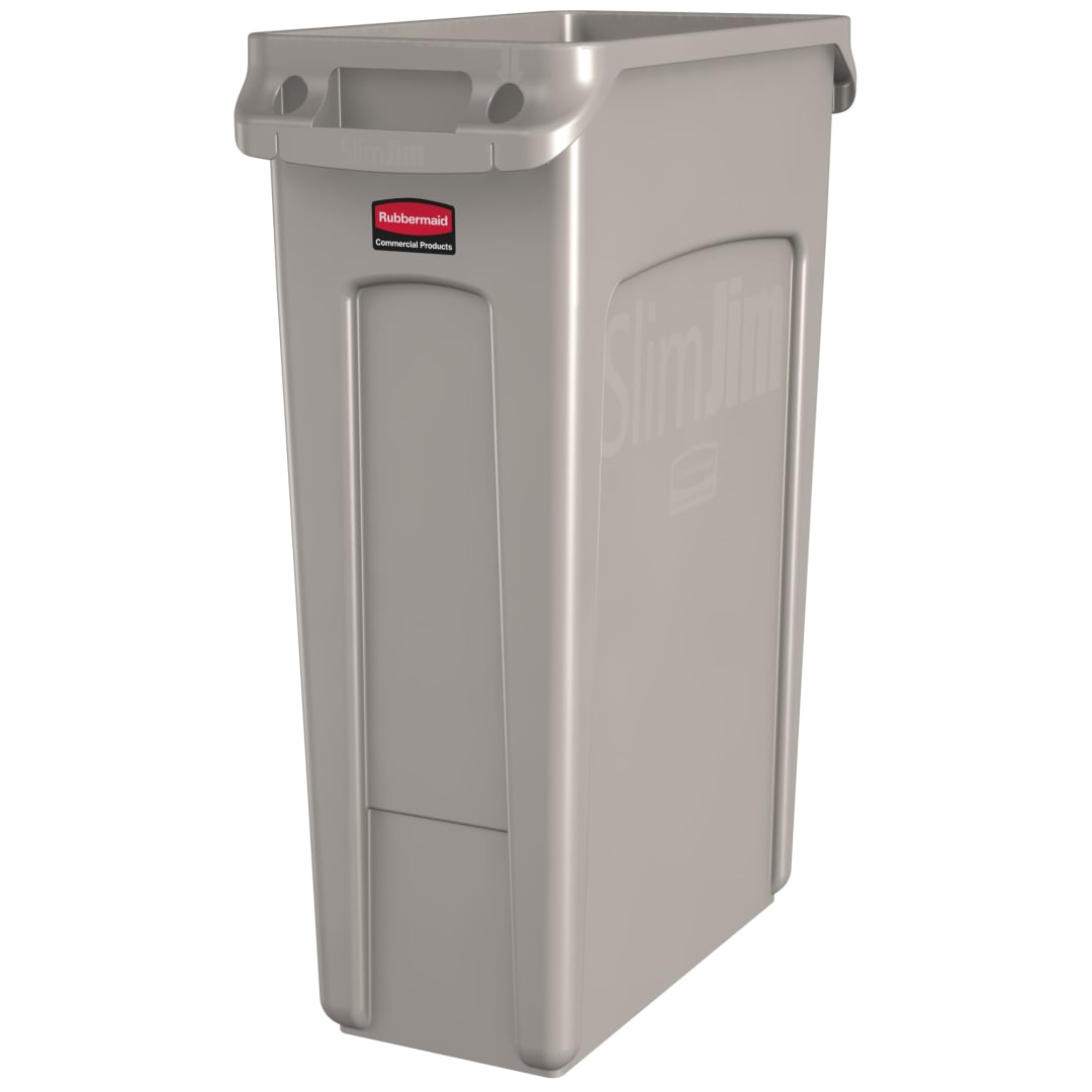 Rubbermaid Commercial Products SLIM JIM 23 GallonVented Trash Can , Beige