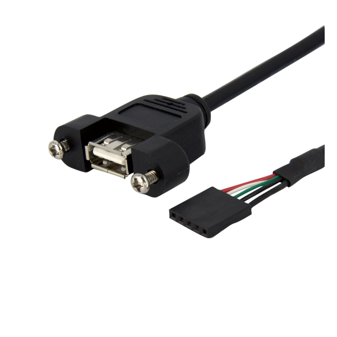 1ft Panel Mount USB A to Motherboard Cable F F