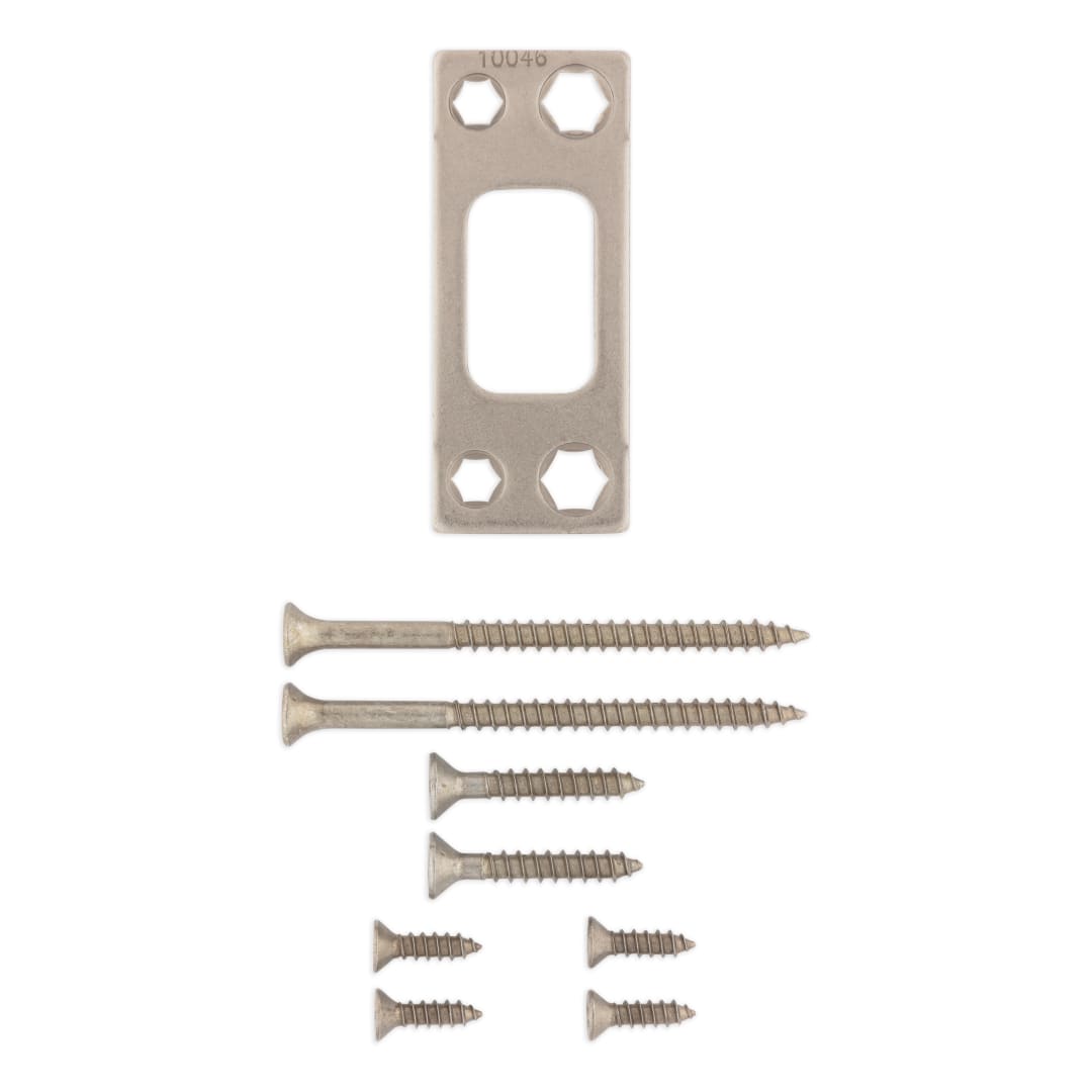Deadbolt Square Corner Strike w/ Screws for Satin Nickel Finish