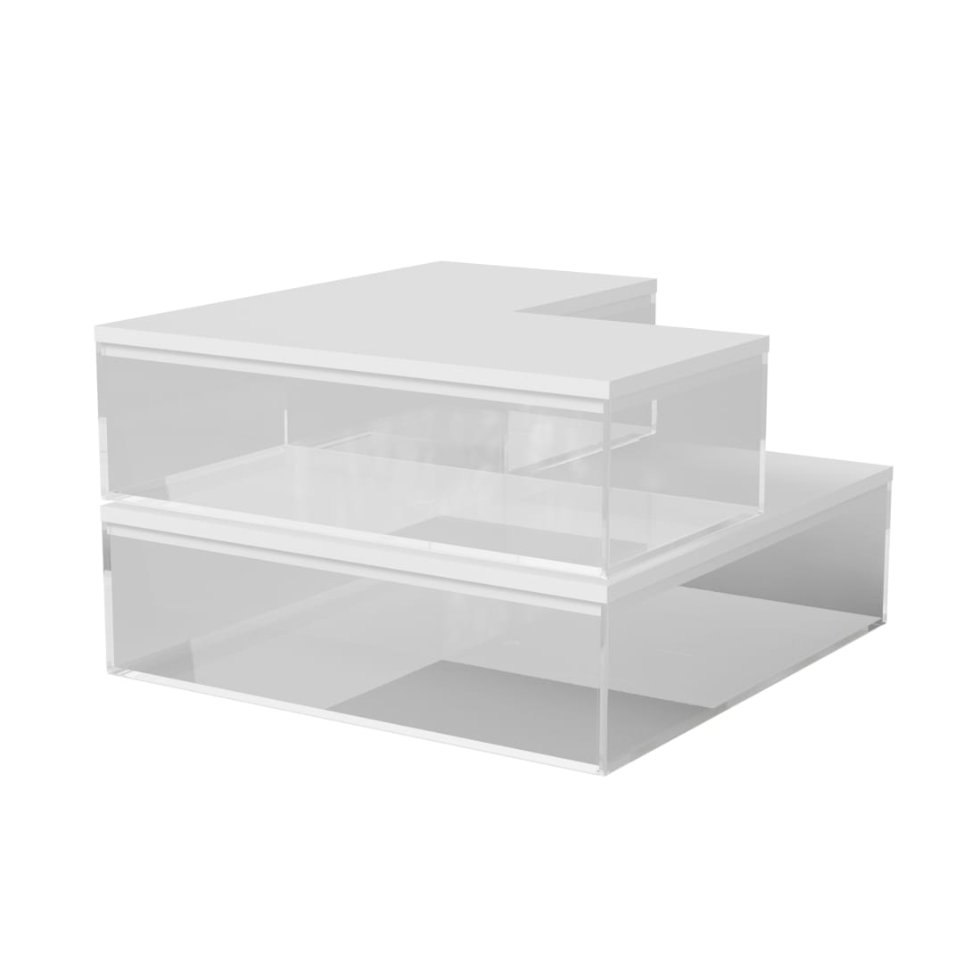 Brody Clear Plastic Storage Organizer Bins with White Engineered Wood Lids for Home Office, Kitchen, or Bathroom, 3 Pack Small/Medium/Large