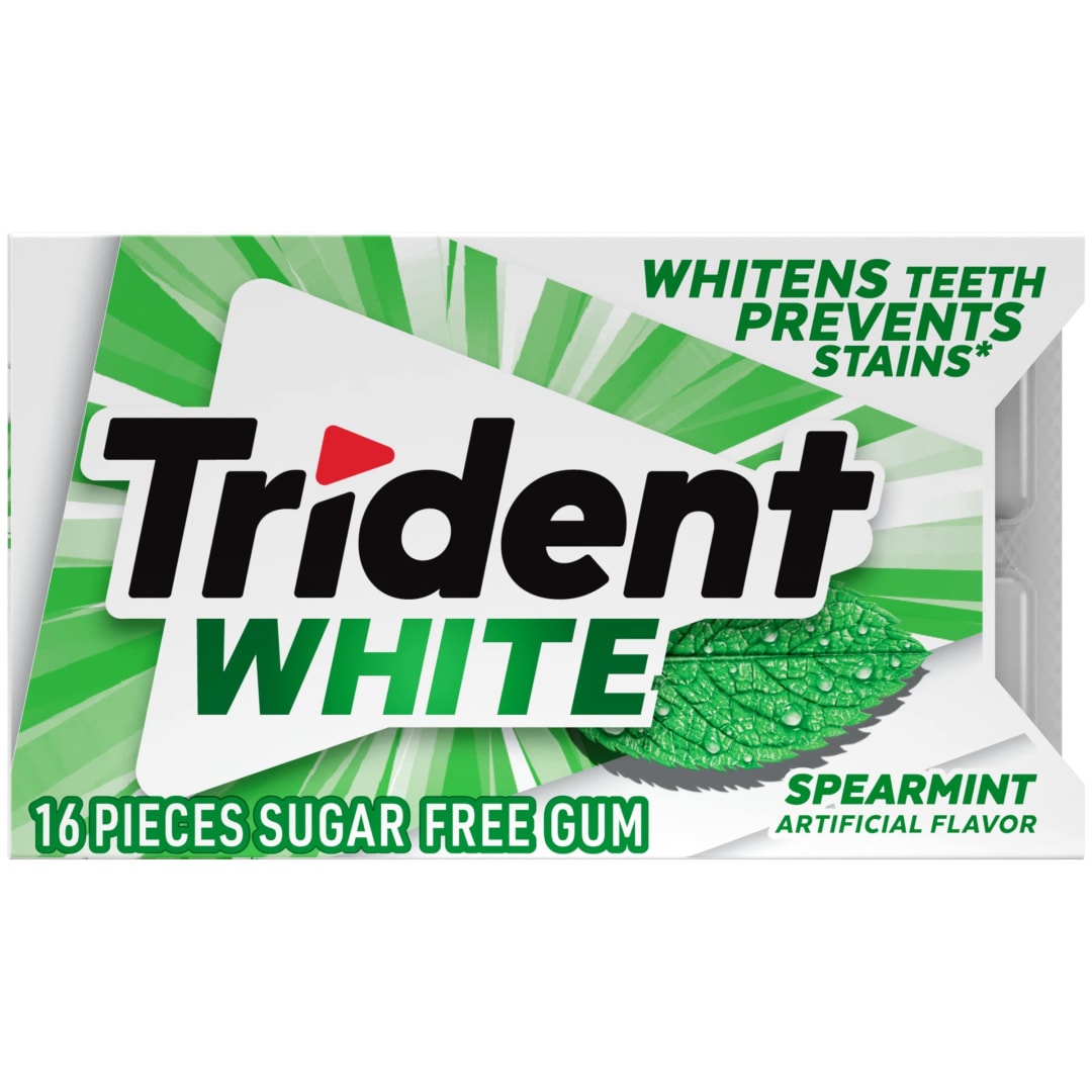 Trident White Sugar Free Chewing Gum Spearmint 16 pc Single