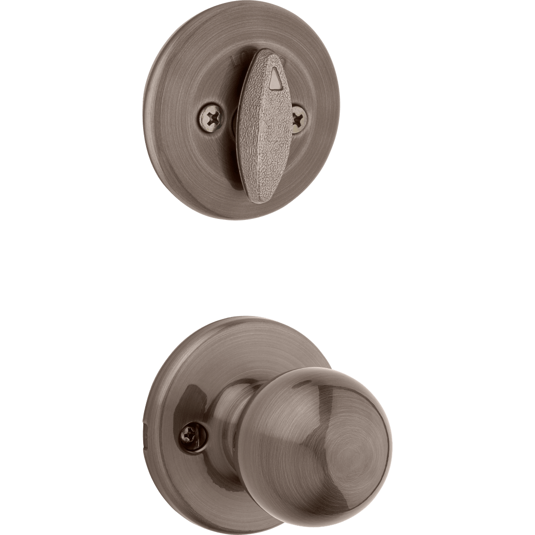 604 Single Cylinder Interior Pack w/Polo Knob for Kwikset Series Handlesets in Antique Nickel