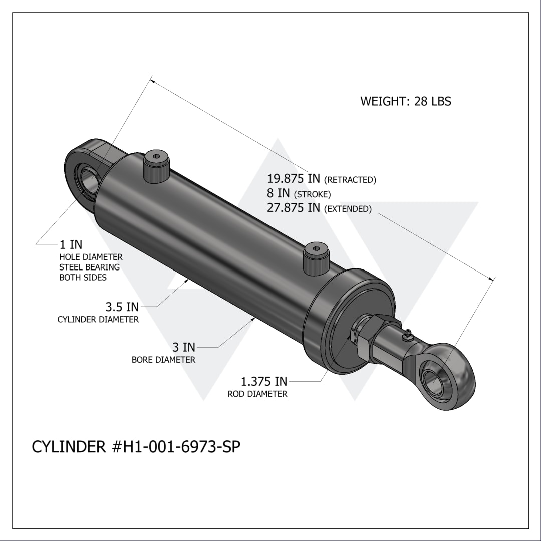 Wastebuilt® Replacement for Heil Grip/Dump Cylinder, (3" X 1.38" X 8")