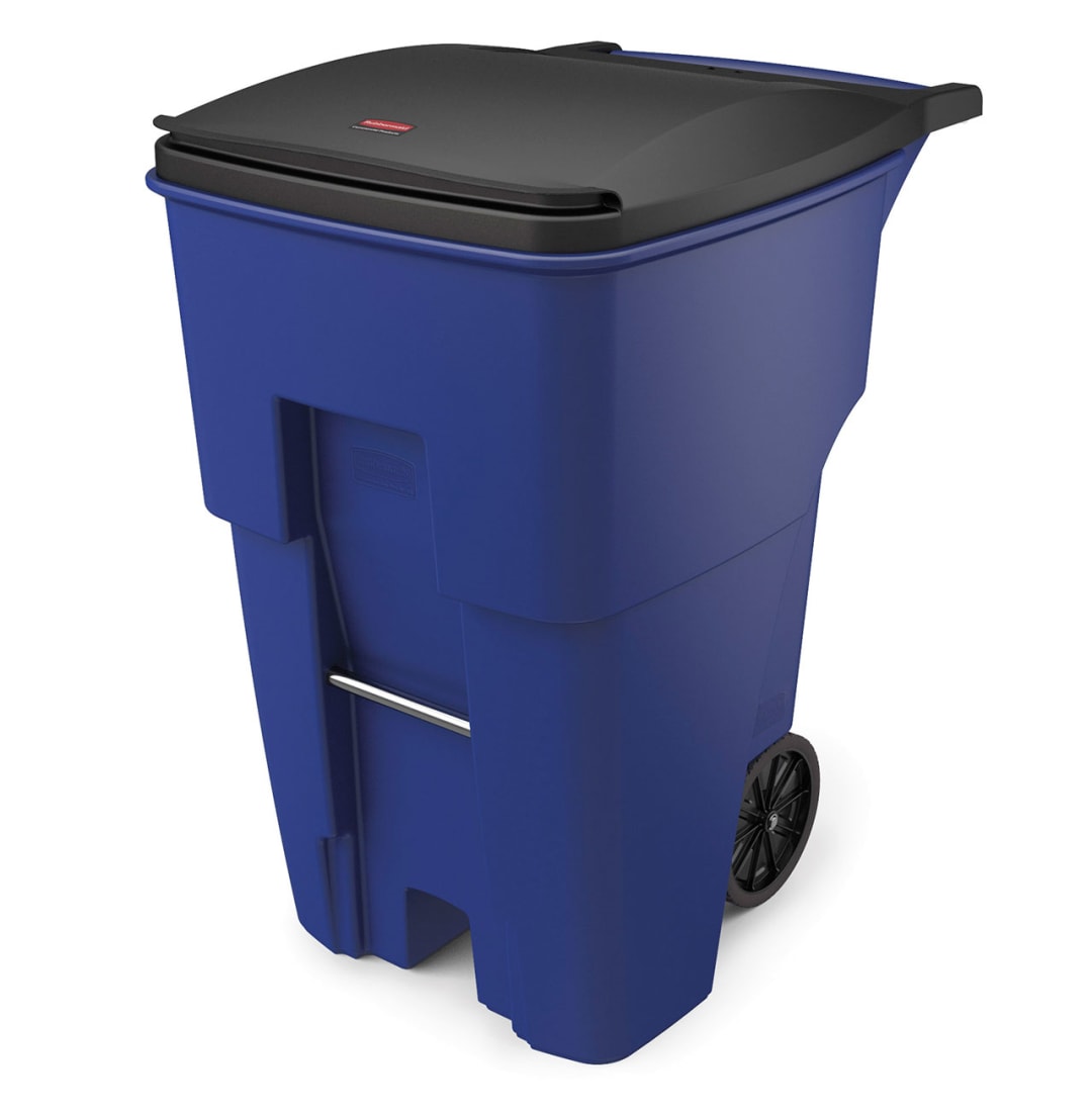 Rubbermaid Commercial Products 95 Gallon Rollout Trash Can, Blue
