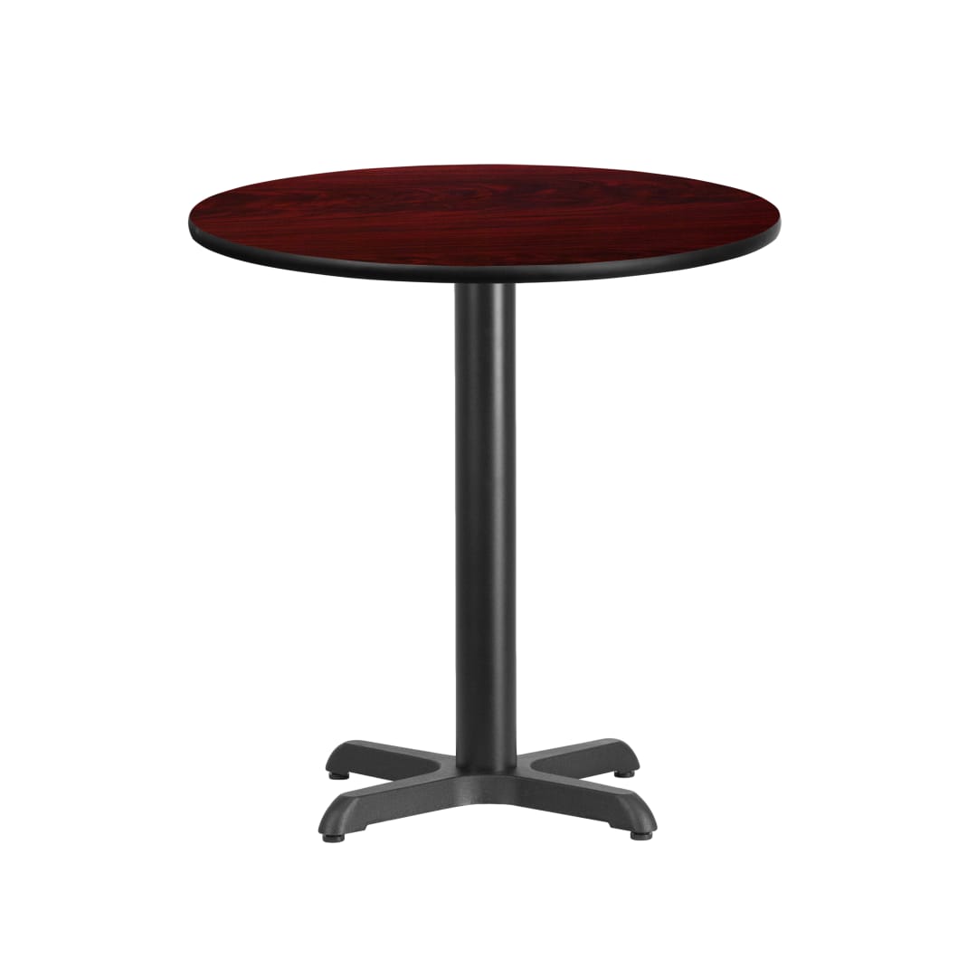 Graniss 24'' Round Mahogany Laminate Table Top with 22'' x 22'' Table Height Base