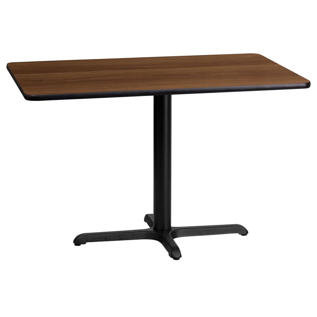 Graniss 24'' x 42'' Rectangular Walnut Laminate Table Top with 23.5'' x 29.5'' Table Height Base