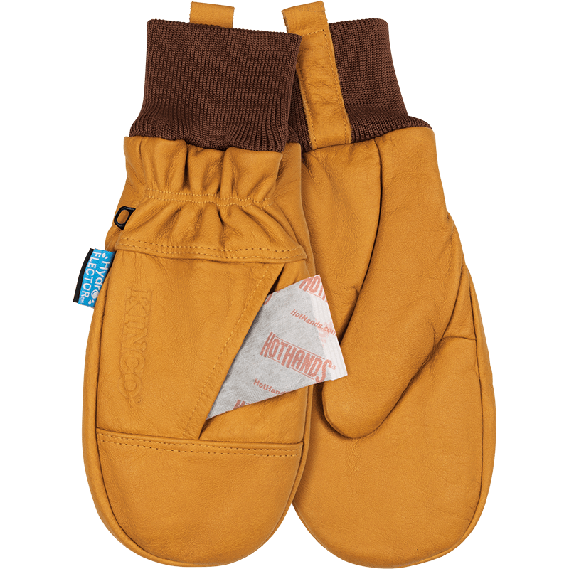 HydroFlector™ Lined Water-Resistant Premium Grain Buffalo Mitt with Heat Pack Pocket