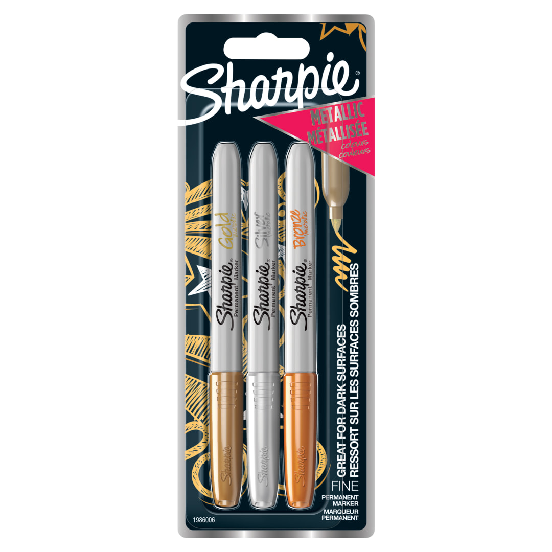 Sharpie® Permanent Markers | Fine Tip | Assorted Metallic Colours | 3 Count