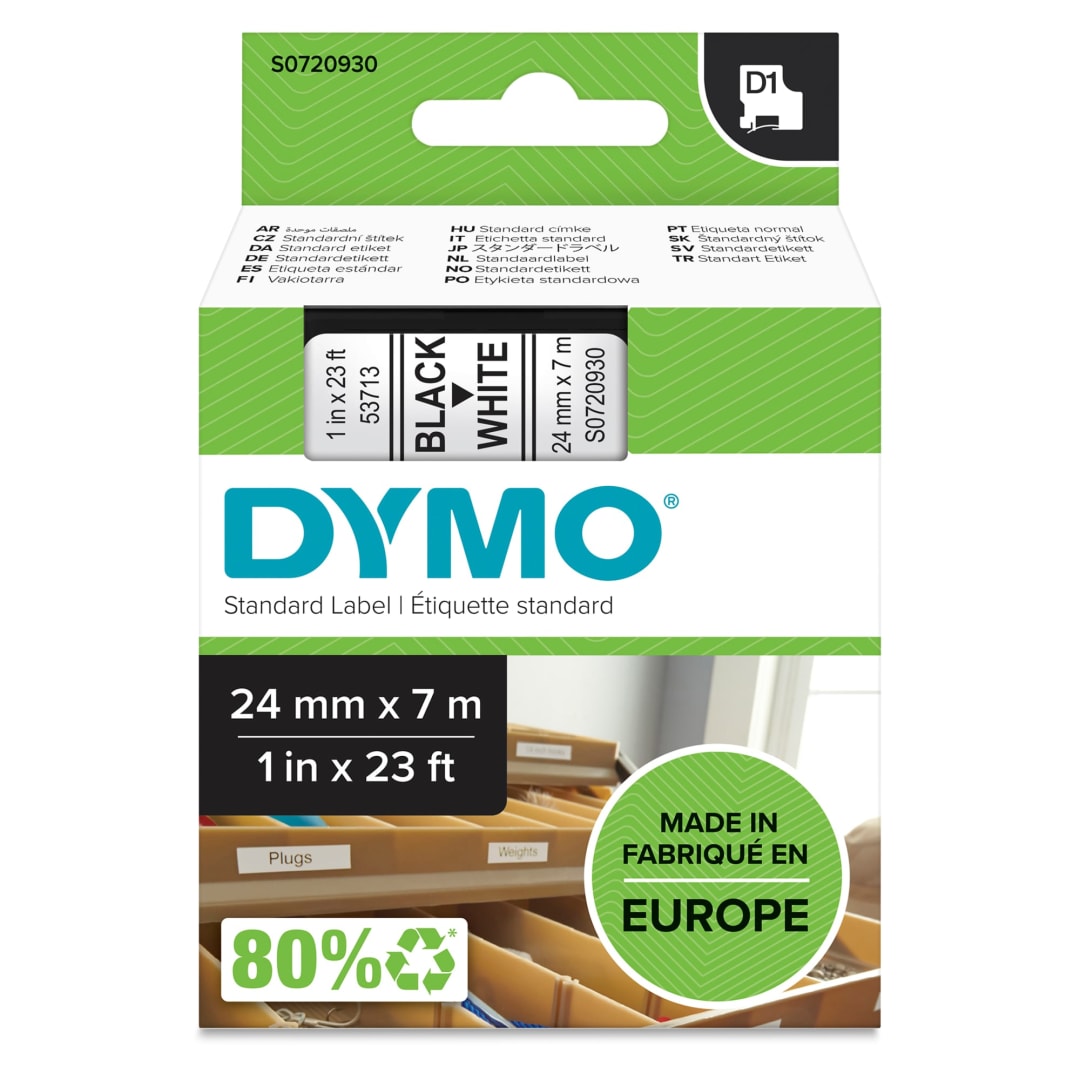DYMO Authentic D1 Labels | Black Print on White | 24mm x 7m | Self-Adhesive Labels for LabelManager Label Printers